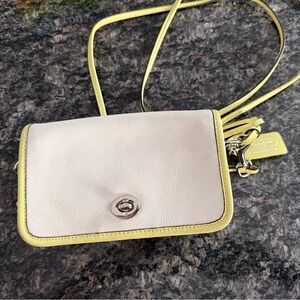 Coach Yellow and Cream Shoulder Bag